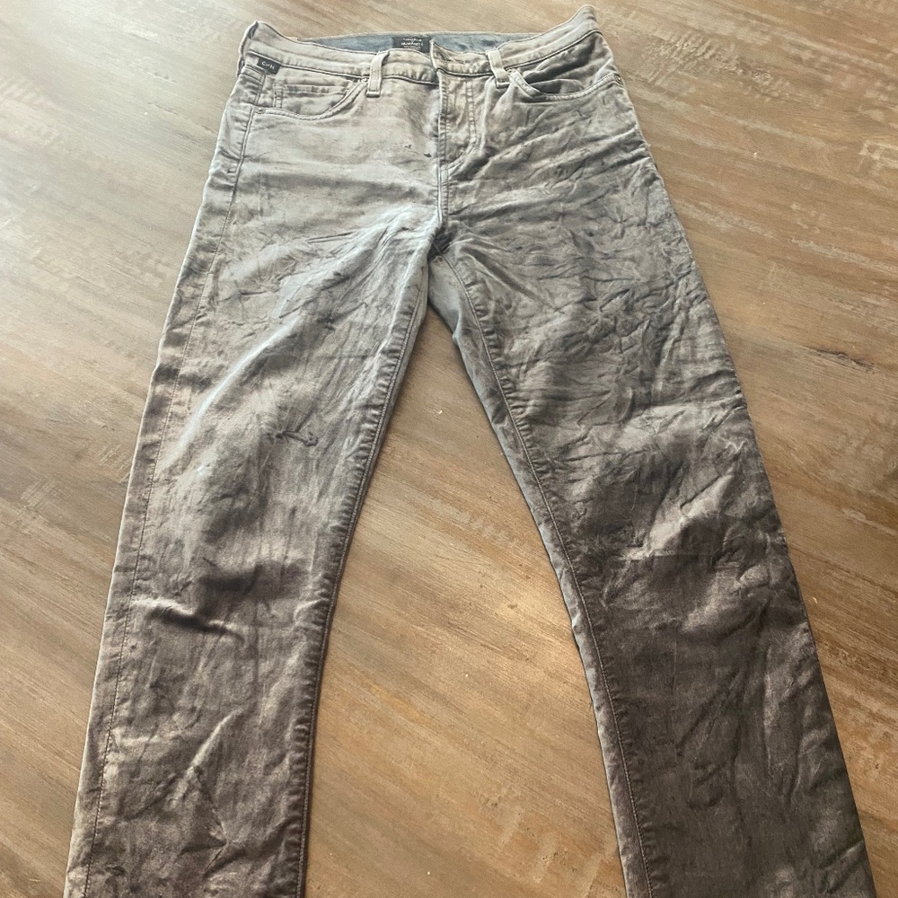 Citizens of Humanity Crushed Velvet Dark Grey Pants/Jeans Size 26